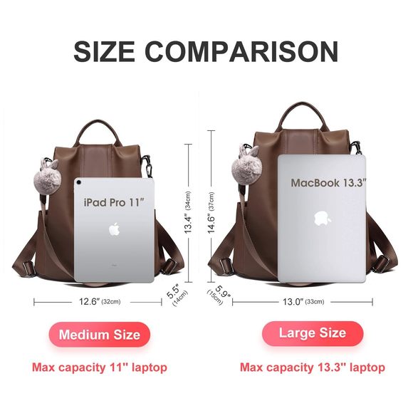 Backpack Purse Waterproof Nylon Anti-Theft Rucksack Shoulder Bags :| - Picture 3 of 7